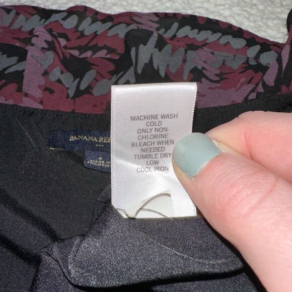 Banana Republic Black Purple Abstract Pattern Sleeveless Ruffle Dress Womens 4 E - Picture 8 of 11